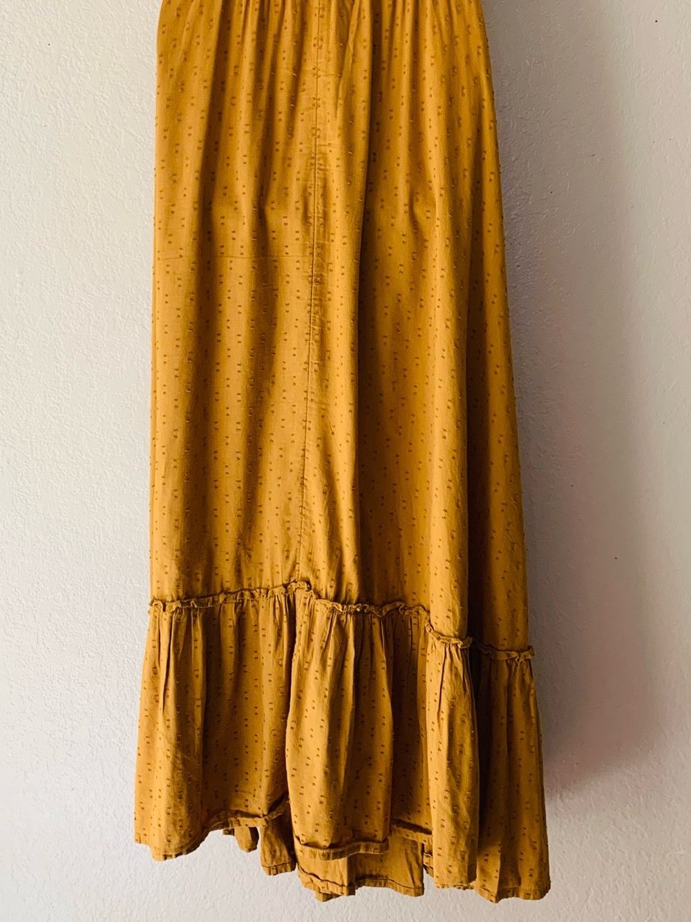 Old Navy Miners Gold Swiss Dot Babydoll Milkmaid Country Maxi Dress Size M - Picture 7 of 8